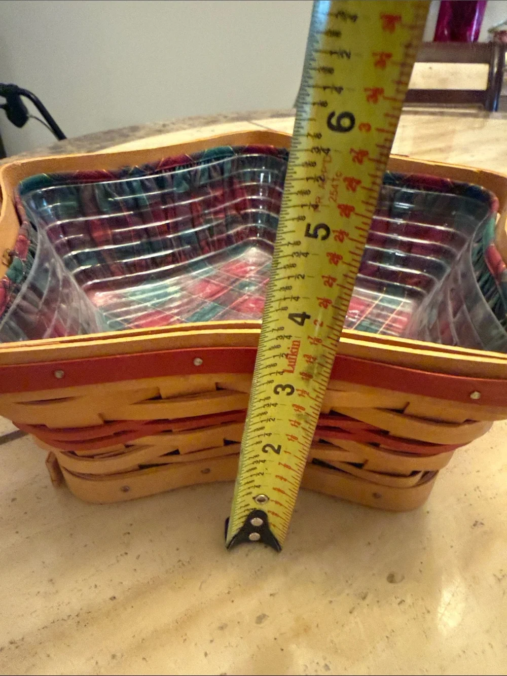 Longaberger Star-Shaped Wood Trinket Box in Natural and Red Accents